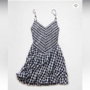 Gingham bubble hem mini dress sz xs